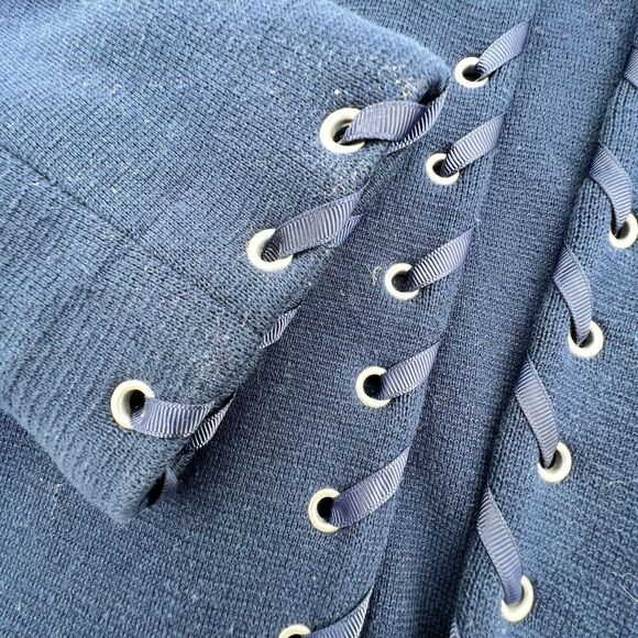 Bob Mackie Womens Jacket Size L Navy Blue Open Front Cardigan Long Sleeve - Picture 2 of 4